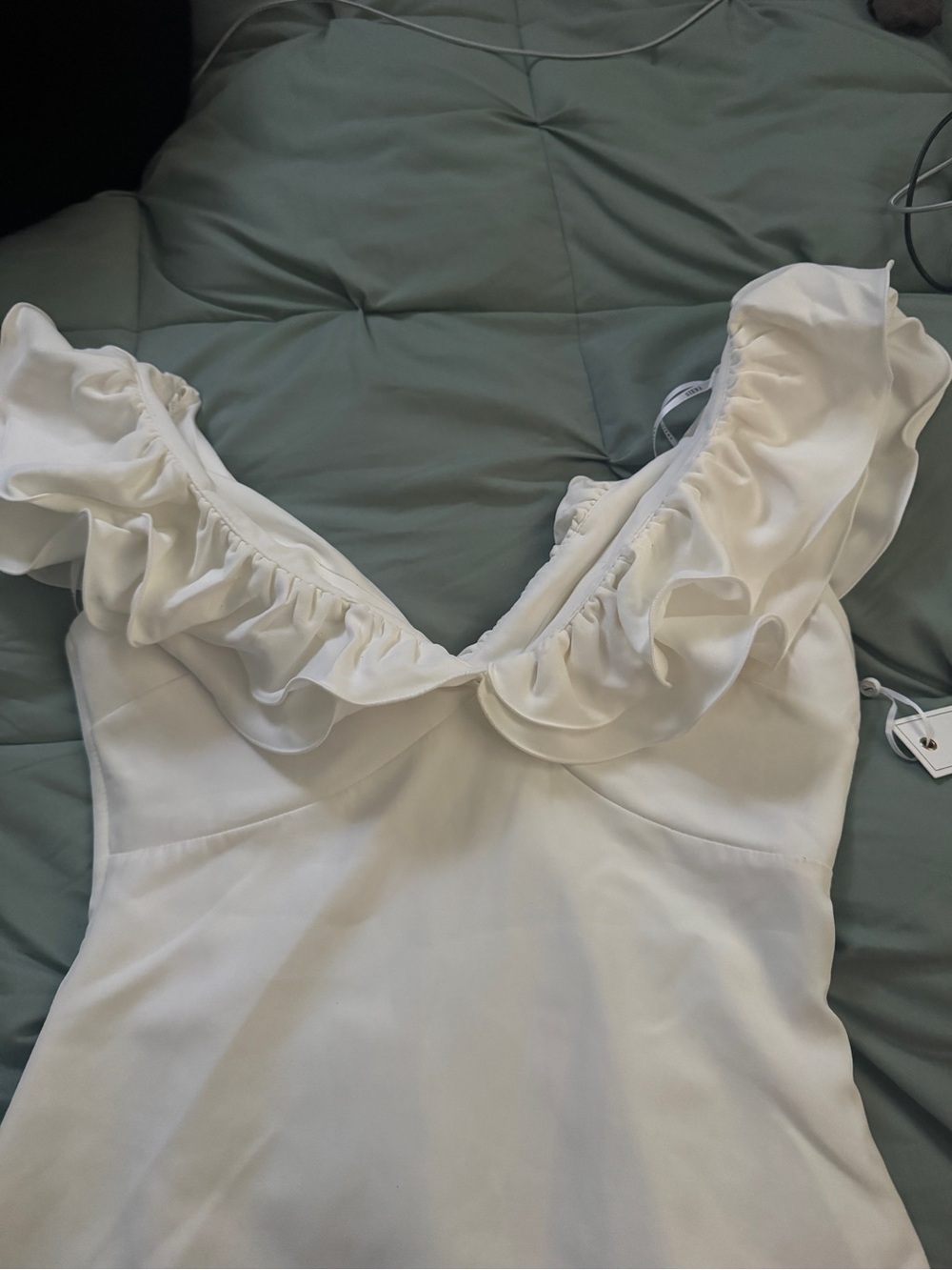 Ruffled Off-Shoulder White Mini Dress